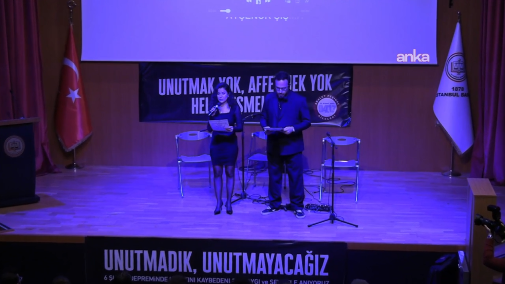 6 Şubat depremlerinde hayatını kaybedenler için İstanbul Barosu’nda anma etkinliği düzenlendi