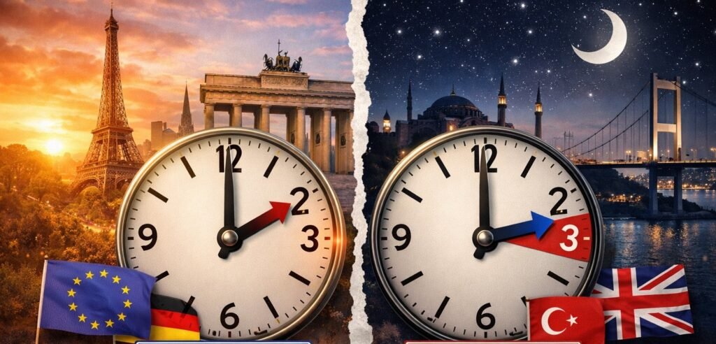 Avrupa yaz saatine geçti ve Türkiye ile saat farkı 1’e düştü